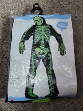 Green Skeleton Halloween Costume Totally Skelbones Kids Large 12-14 Fun World H2