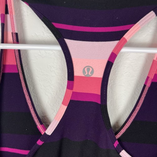 Lululemon Cool Racerback Tank Top Size 6 Assorted Stripe Bleached Coral - Picture 3 of 3