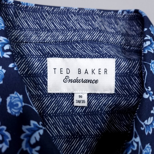 Nueva Camisa de Vestir Ted Baker Greck Estampado Floral Resistencia Delgada Preppy 16 34/35 - Imagen 5 de 12