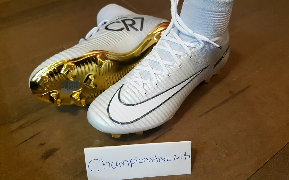 NIKE MERCURIAL SUPERFLY CR7 - SIZE: 8 US - VITORIAS PLATINUM GOLD