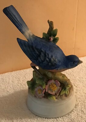 ANDREA by Sadek BLUEBIRD Working Ceramic Music Box Plays ''Where Do I Begin''
