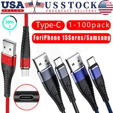 For iPhone 17 16 15 Pro Max Braided USB Type C Fast Charging Data Cable Cord Lot
