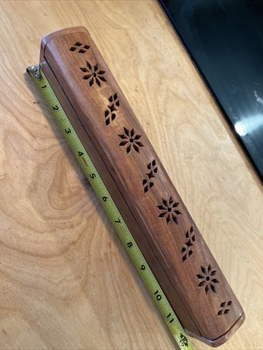 Quemador de caja de incienso de madera tallada perforada, trampilla para ceniza - Imagen 1 de 6