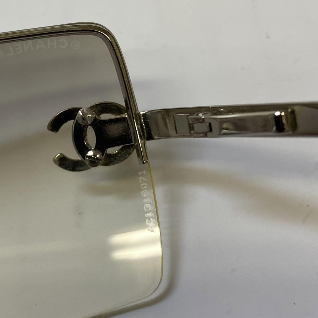 Chanel Sunglasses rhinestone Cocomark 4092-B clear × silver cloth & case  used