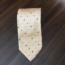 ERMENEGILDO ZEGNA Made in Italy 100 Silk Tan With Multicolor Polka Dots