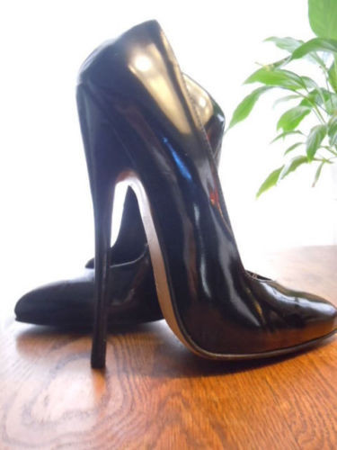 Vintage Fetish approx. 7inch high heel stiletto black patent pumps 41EU 8UK 11US - Picture 10 of 12