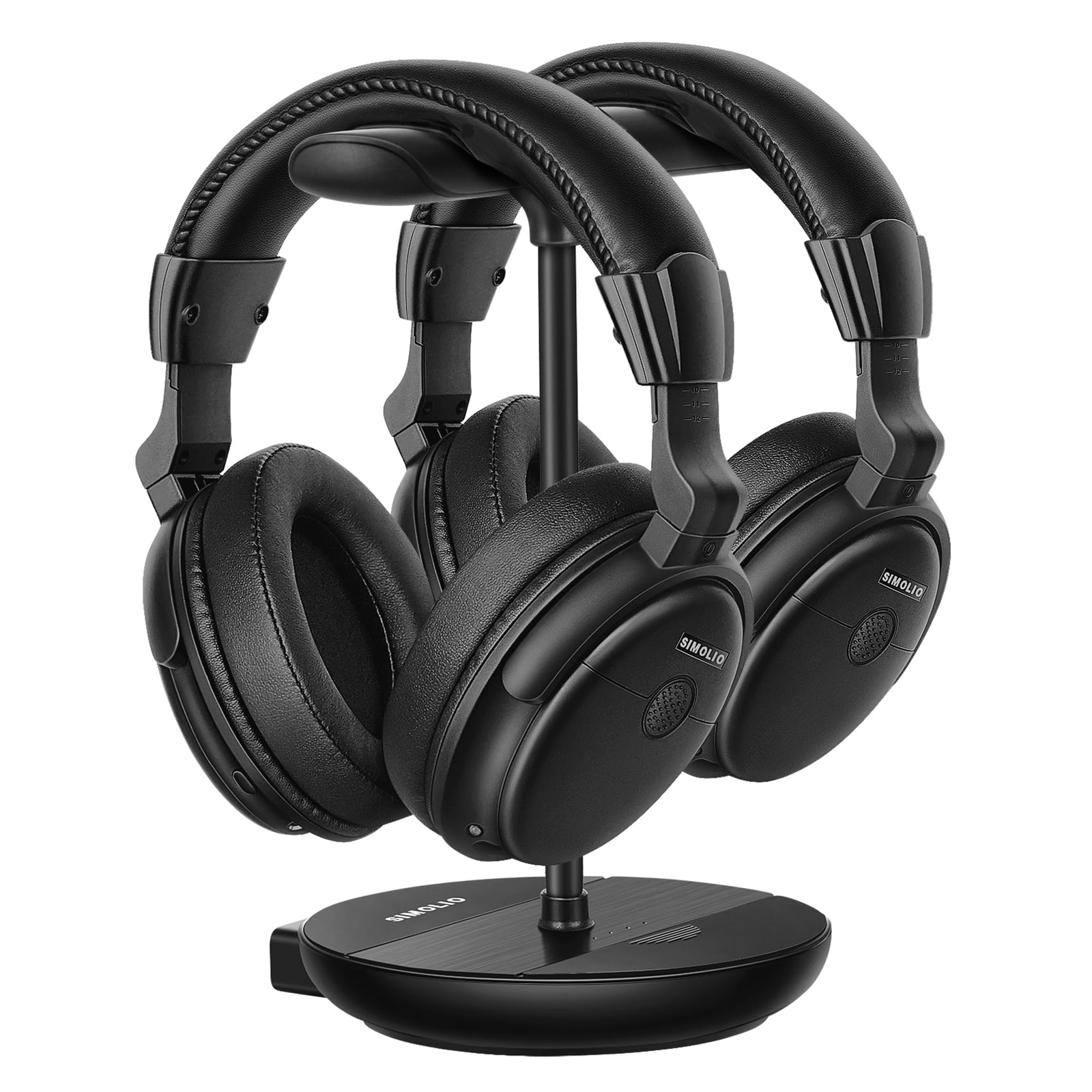 Wireless TV Headphones for Two with 2.4G Transmitter and Charging Dock