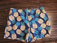 George Size XL Swim Trunks Pineapple Print Mens Blue Pineapple Tropical Shorts