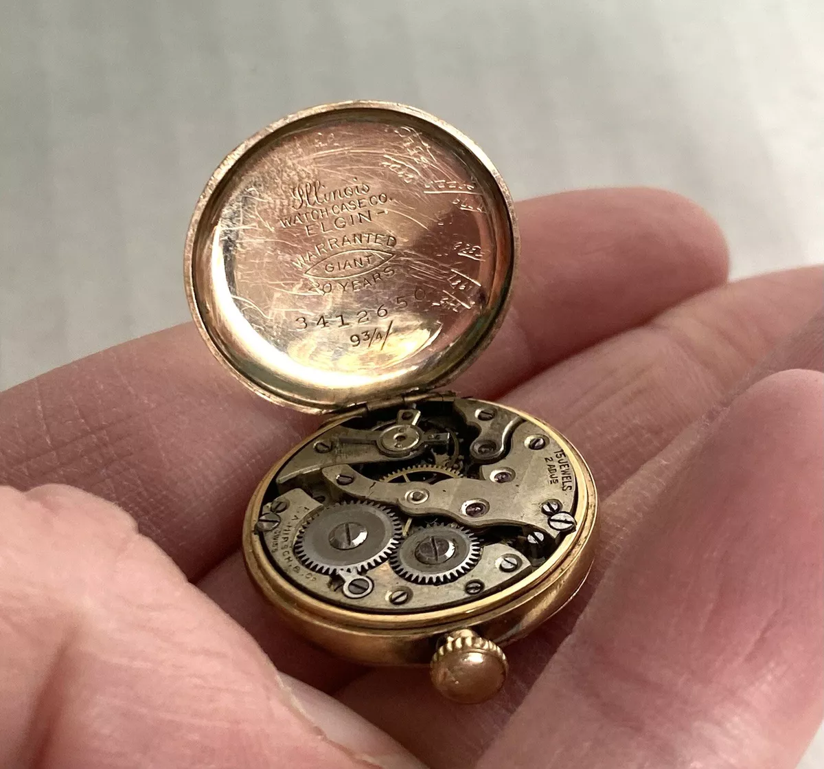 Antique 14kgfGold Face Elgin Giant LaVogue Ladies Pocket Watch 15