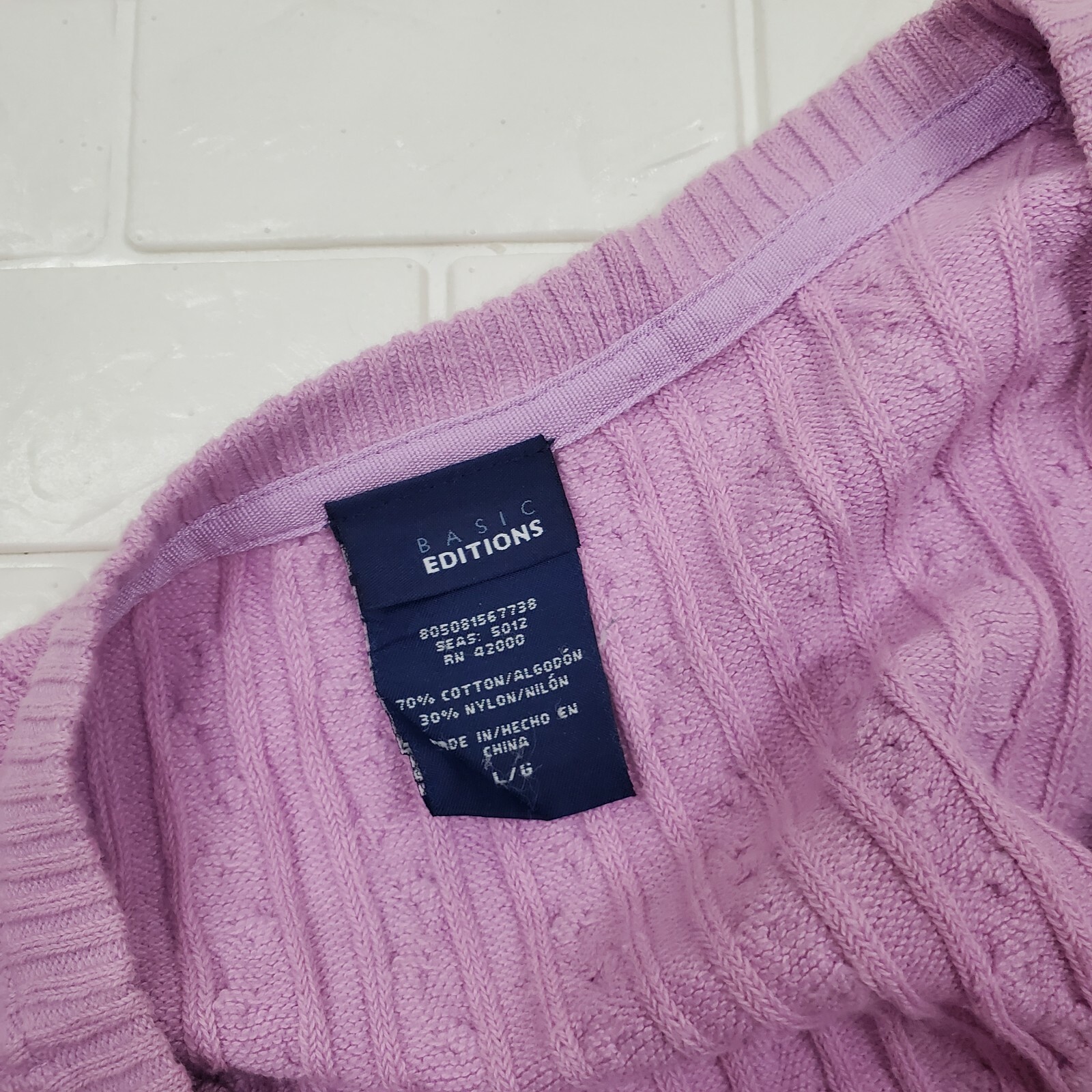 basic edition large lavander vneck sweater - image 5