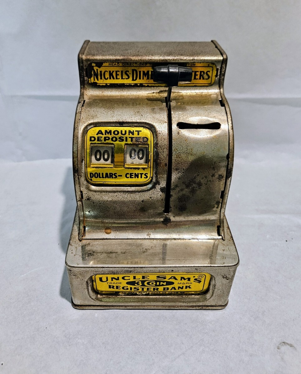 ビンテージ UNCLE SAM'S COIN BANK ニッケル バンク Vintage Uncle Sam 3 Coin Register Cash Metal Bank! | eBay
