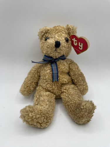 Ty Vintage 1992 BABY CURLY 2nd Gen Second 5018 Blue Plaid Bow Rare Tag Brown - 第 1/9 張圖片