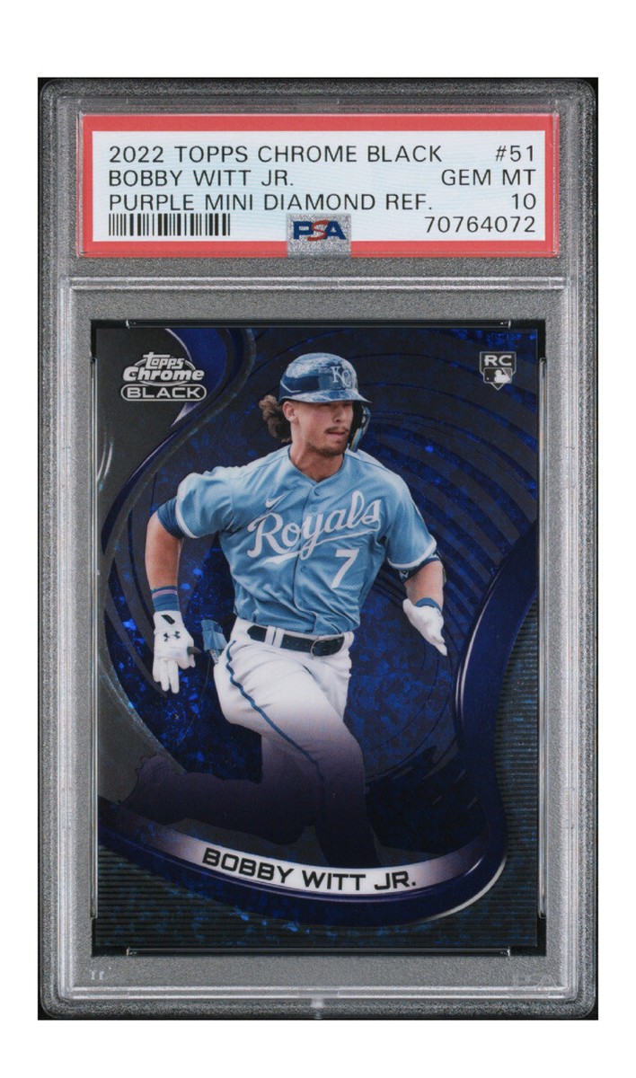 2022 topps chrome black bobby witt jr purple mini diamond PSA 10 