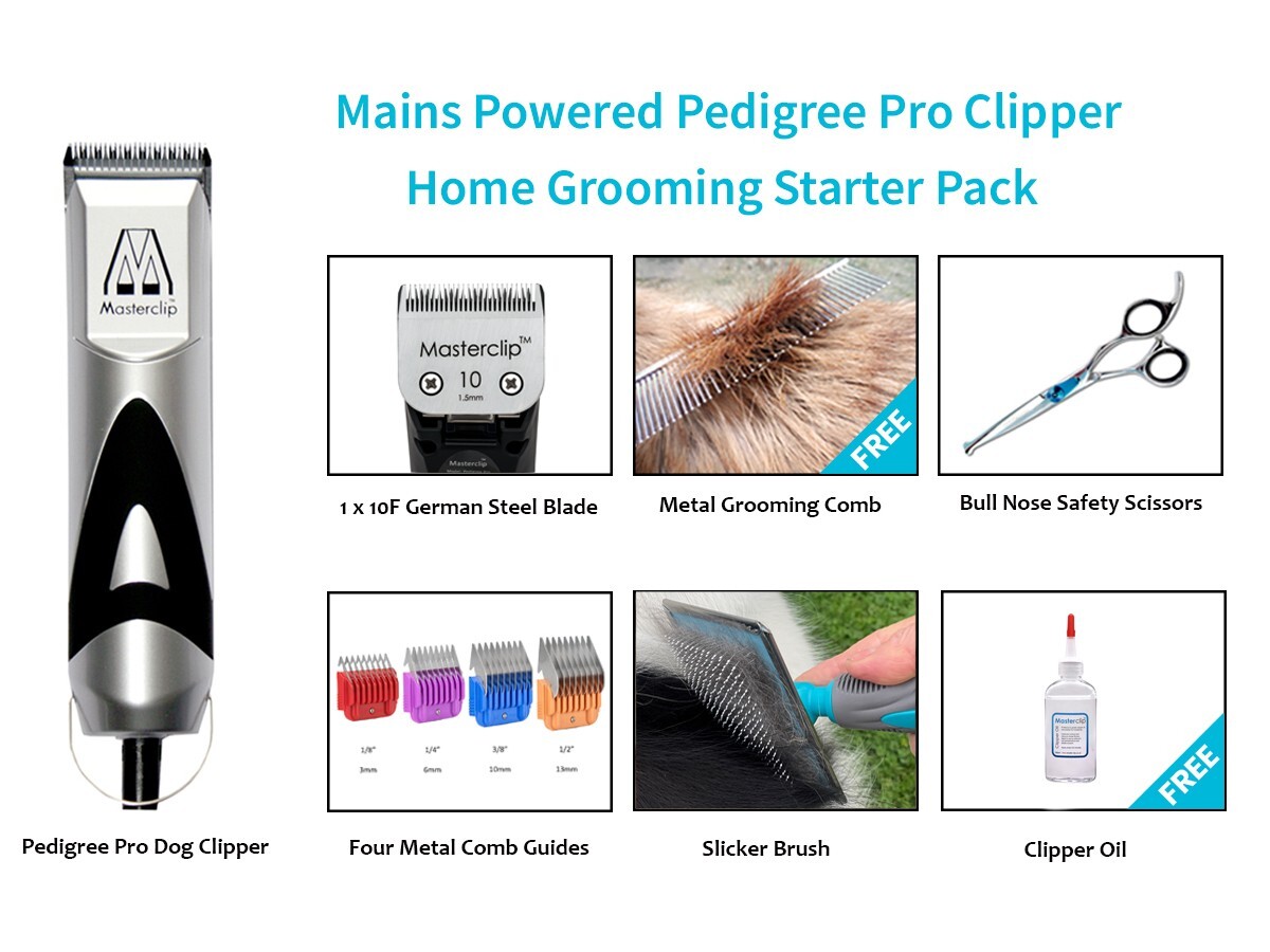 Dog clipper starter home grooming set with guide/scissors/brush/comb/slicker/oil