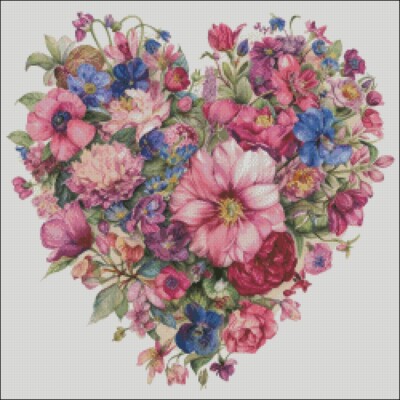 Heart Shaped Flowers - Counted Cross Stitch Kits Needlework Embroidery