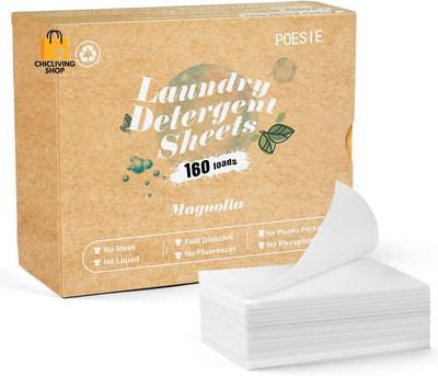 Laundry Detergent Sheets Magnolia Scent,160 Sheets(80 Loads),Liquidless&Zero Was