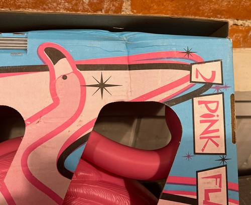 Vintage Blow Mold Pink Flamingos Yard Decorations Original Box Made In USA - Picture 3 of 4