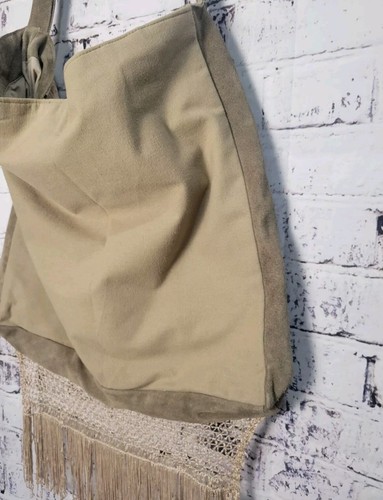 Eartbound Trading Co. Boho Shoulder Bag SouthWestern Aztec Suede Canvas Fringe - Picture 8 of 24