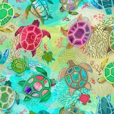 Shining Sea By 3 Wishes Fabric - Multi Turtle Bay 21686