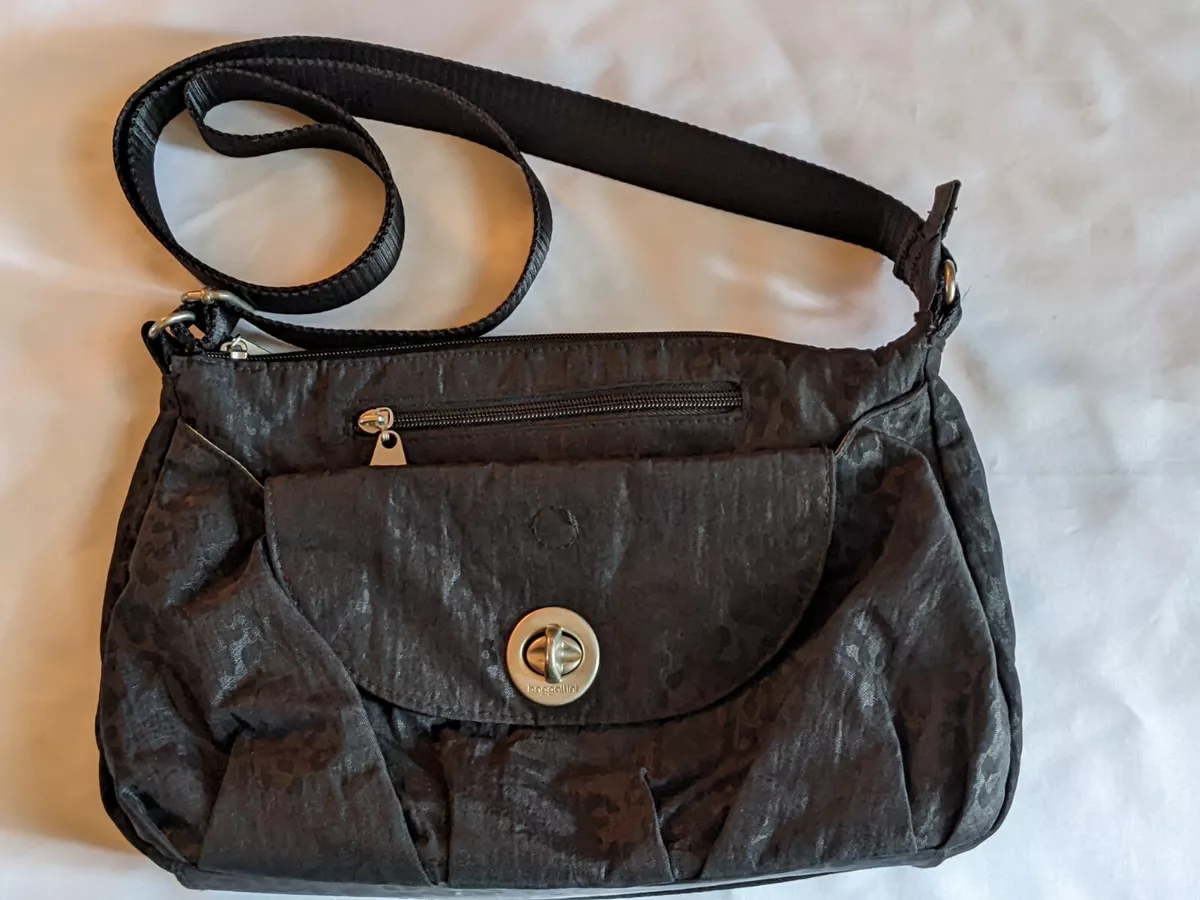 S black nylon crossbody bag with flap