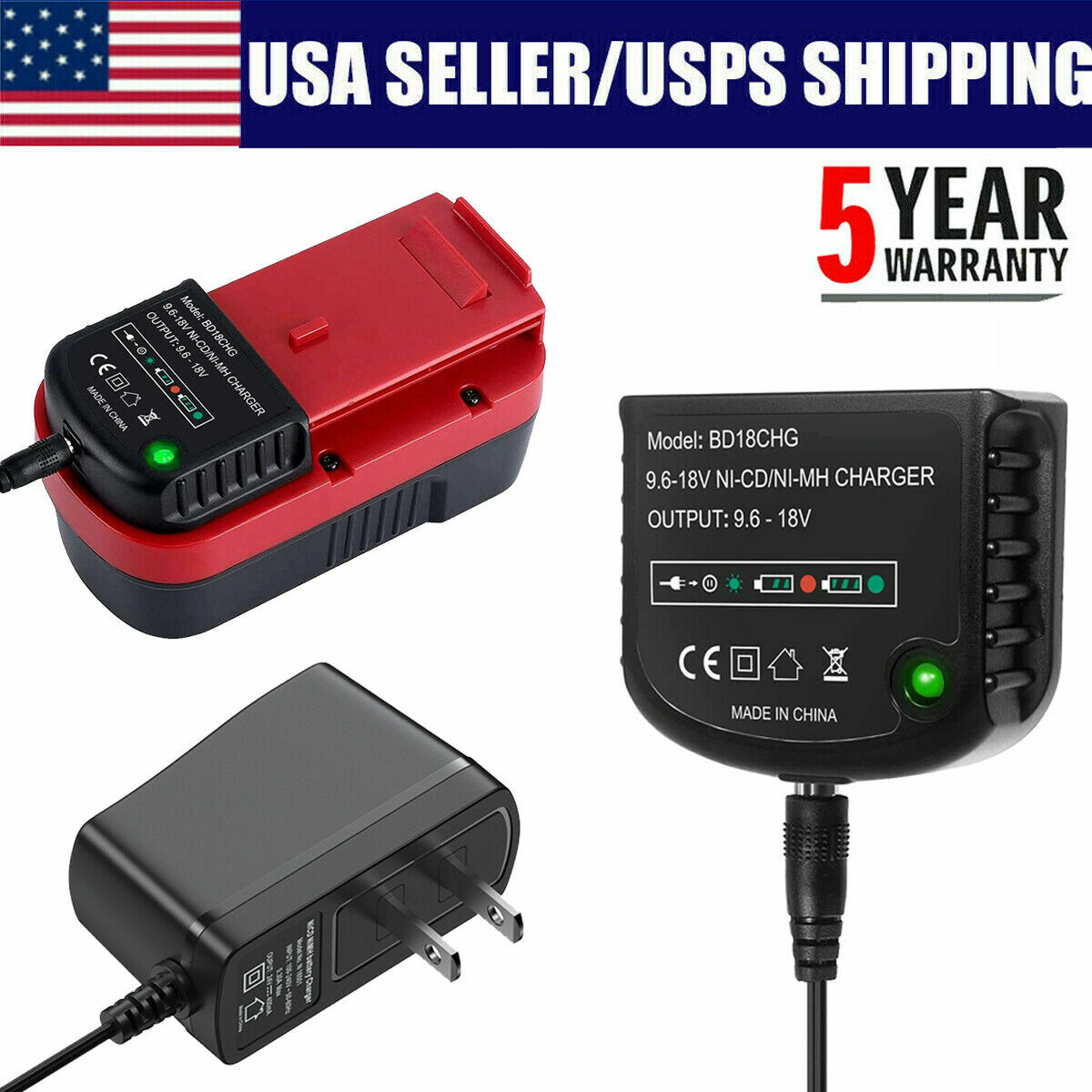 9.6V18V Battery Charger for Black & Decker HPB18 HPB18OPE FSB18 HPB14