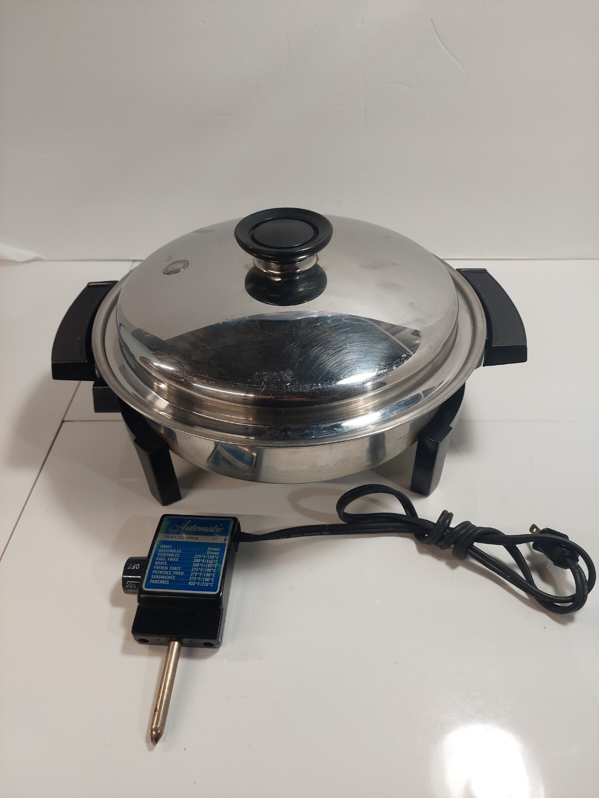 West Bend Liquid Core Electric Stainless Skillet Frying Pan USA 11