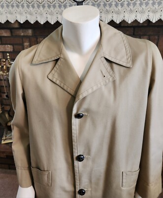 Vintage London Fog Trench Coat Jacket Mens 40 Short Tan