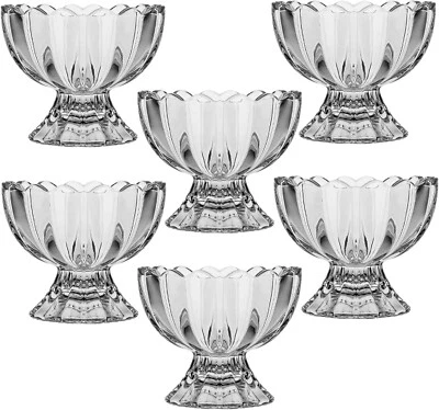 GREEN APPLE 6 x Glass Prawn Cocktail Bowls Glasses Appetizer Starter Serving Dishes Stemmed