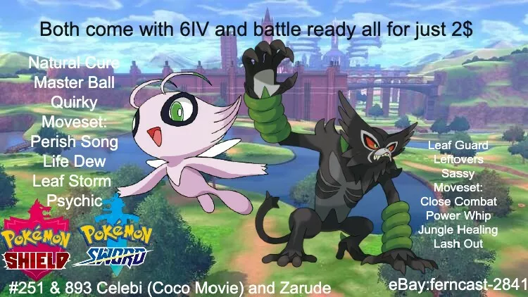 Zarude Dada + Celebi Shiny 6IVs Event - Pokemon Sword & Shield