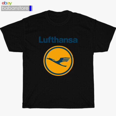 New Lufthansa Vintage Logo Black/White/Grey/Navy T-Shirt Size S-5XL
