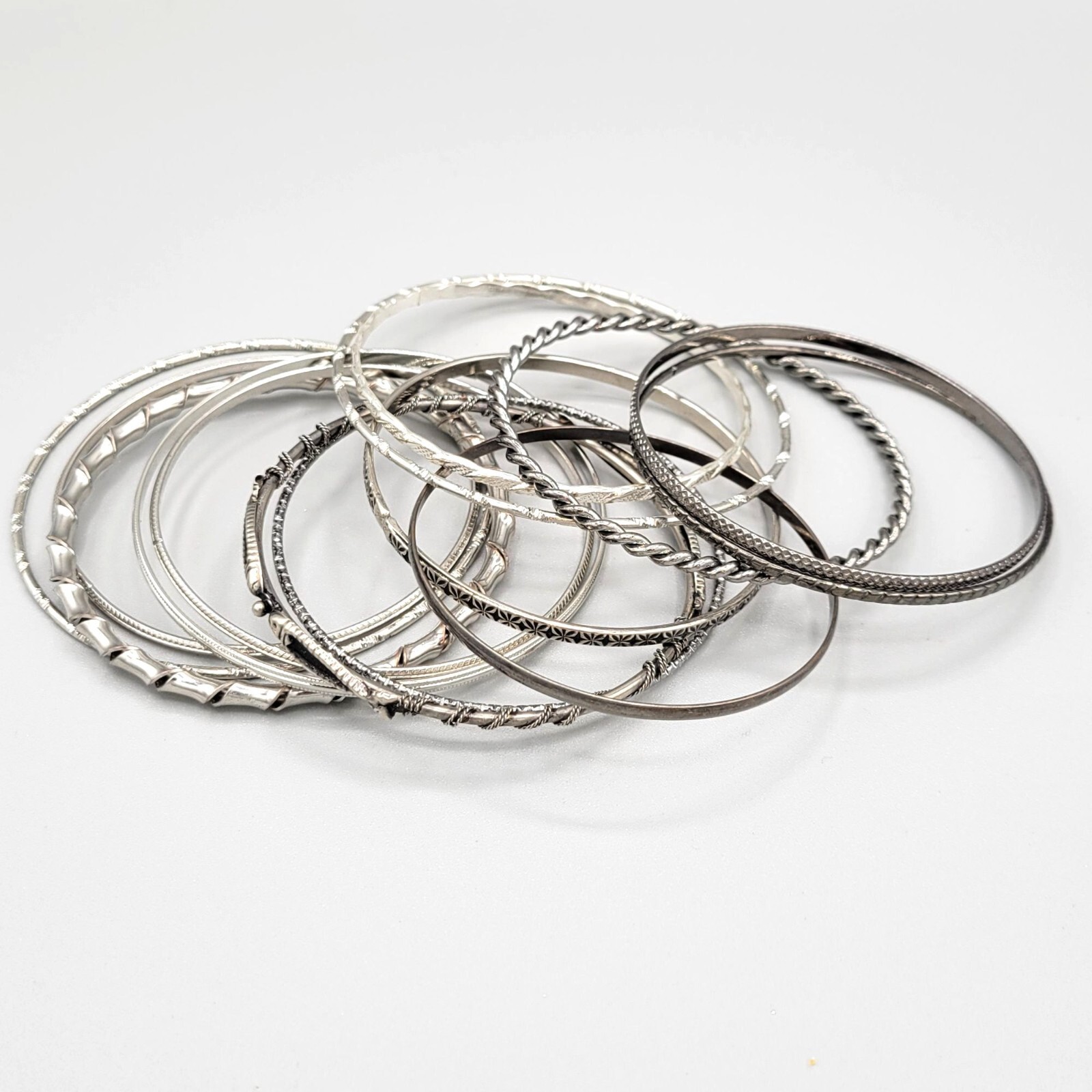 Silver Tone Assorted Bangle Bracelets Set Of 40 W… - image 4