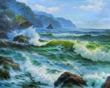 Wave Seascape oil painting Wall Art HD Giclee Printed on Canvas P050
