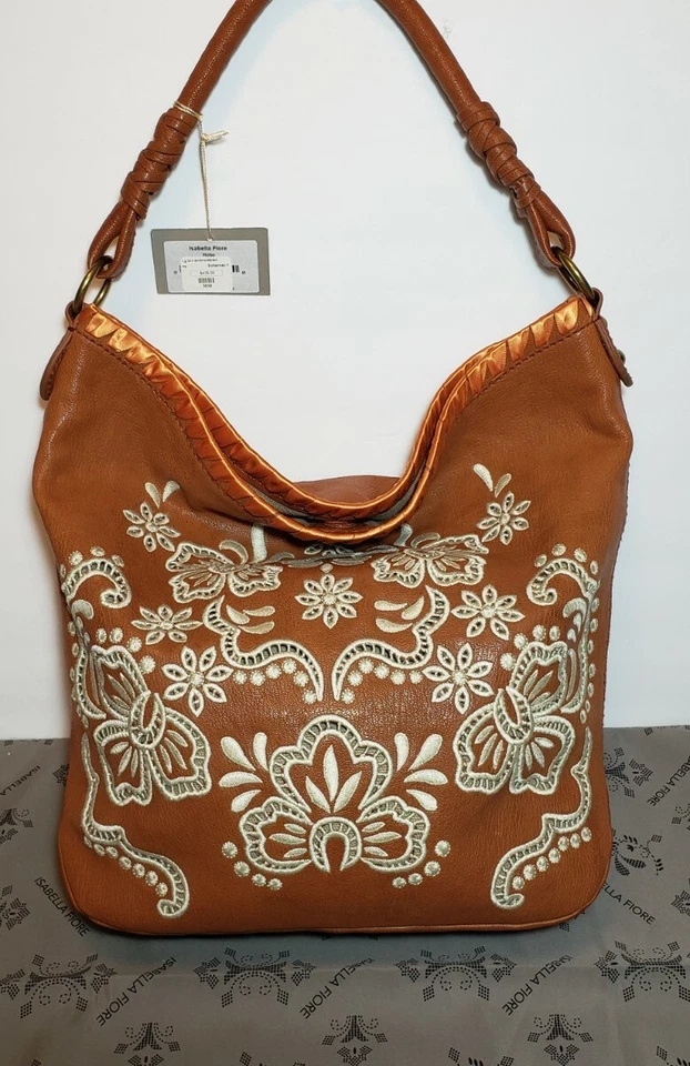 BOLSO SHOPPER ISABELLA FIORE VICTORIA ROJO/NEGRO CUERO BORDADO COMO NUEVO CON ETIQUETAS $425
