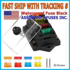 12V/24V 4 Way Fuse Blade Holder Box Block Black Car Vehicle Automotive Circuit