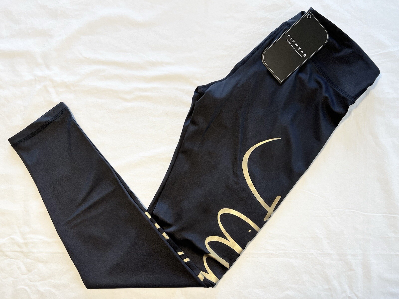 Fitwear Black Joggers with Gold Foil Lettering in Size Medium-image
