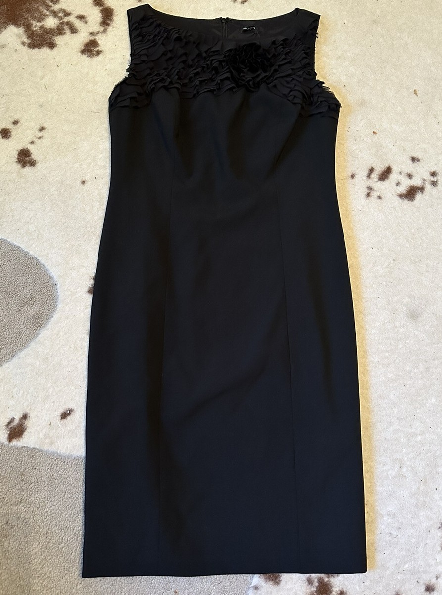 ann taylor black sleeveless dress Ann Taylor Sleeveless Tailored Flutter Dress Fully Lined Size 4P Black NWT