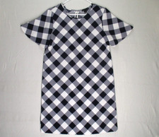Ann Taylor Women Size 8 Knee Length Checkered Dress Short Sleeves Zip Up Back