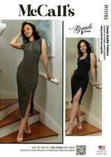 McCall's R11783 Knit Bodycon Dress w Open Back, Slit Sz 8-16 UNCUT M8383