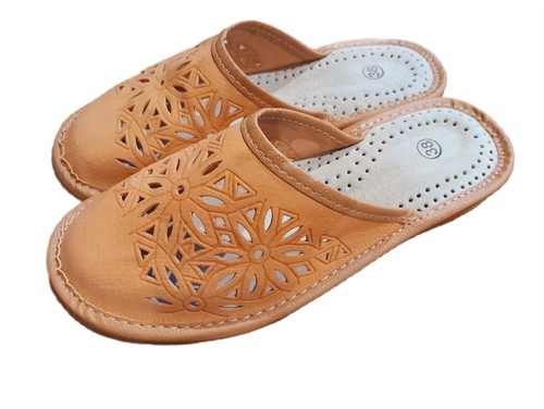 Women's slippers Mule genuine leather FOLK ETNO BOHO Mountain Style Hand-Made EU - Picture 2 of 7