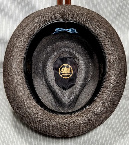 Vtg. STETSON Fedora Hat - (.925 Sterling Silver Hatpin), Brown Milan Finish ~ 7⅛ - Picture 7 of 24