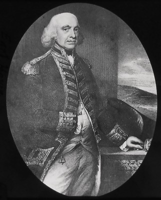 Glas Magische Laterne Dia ADMIRAL RICHARD HOWE PORTRAIT UM 1890 EARL HOWE 