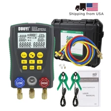 AC Manifold Gauge Set HVAC Vacuum Tempe Pressure Test For R134A R1234 R600 R404a