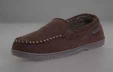 Men Keaton Memory Foam Moccasin with Wide Widths Slipper, Coffee Microsuede NEW