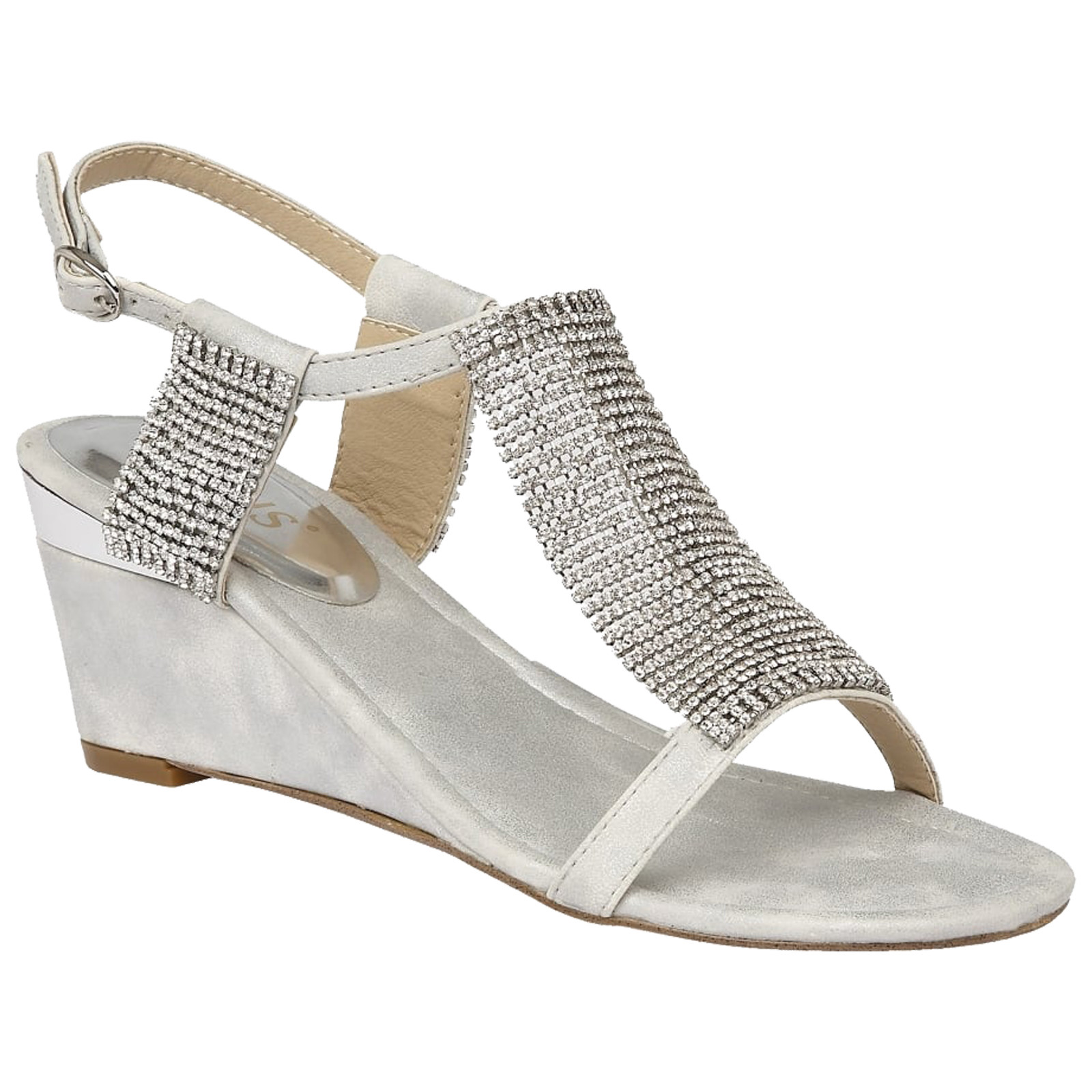 lotus silver wedge sandals