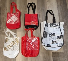 Lot of 5 Lululemon Reusable Shopping Tote Bags - 4 Regular (9" x 12"), 1 Large
