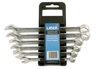 LASER Wrench Spanner Set AF Imperial 3/8 7/16 1/2 9/16 5/8 11/16" With Holder