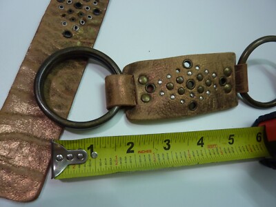 Vintage Rare 1980 Copper Double Ring Brown Bronze/Leather  display picture 2