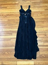 Xscape Y2K Women's Black WhimsiGoth Size 6 Long Maxi Fairy Layered Dress
