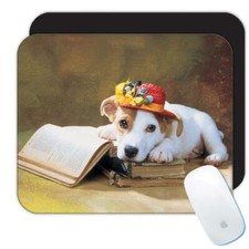 Gift Mousepad : Reading and Jack Dog Cute Hat Decor Canine Pets Dogs