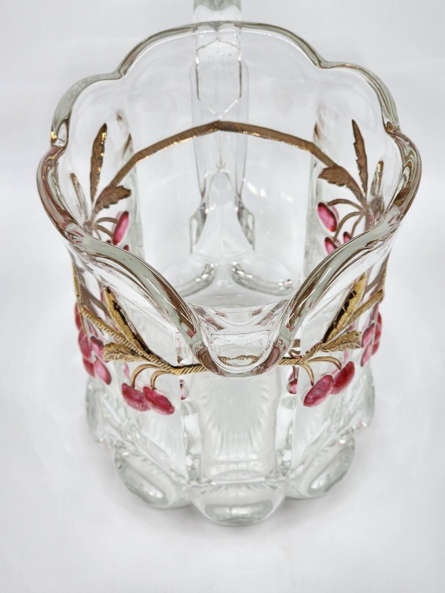 モッサーグラス チェリー　MOSSER GLASS Mosser Art Glass Cherry Thumbprint 52 oz Pitcher and 4 Flat